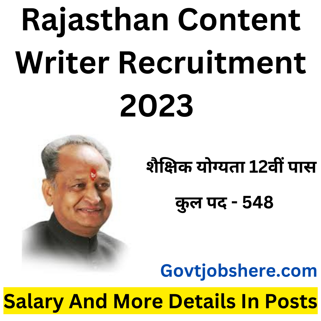 Rajasthan Content Writer Recruitment 2023